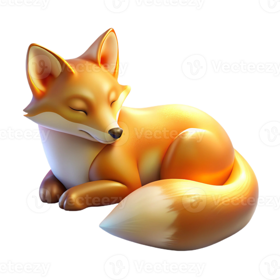 wonderful artistic Sleeping Fox 3D Render exclusive png