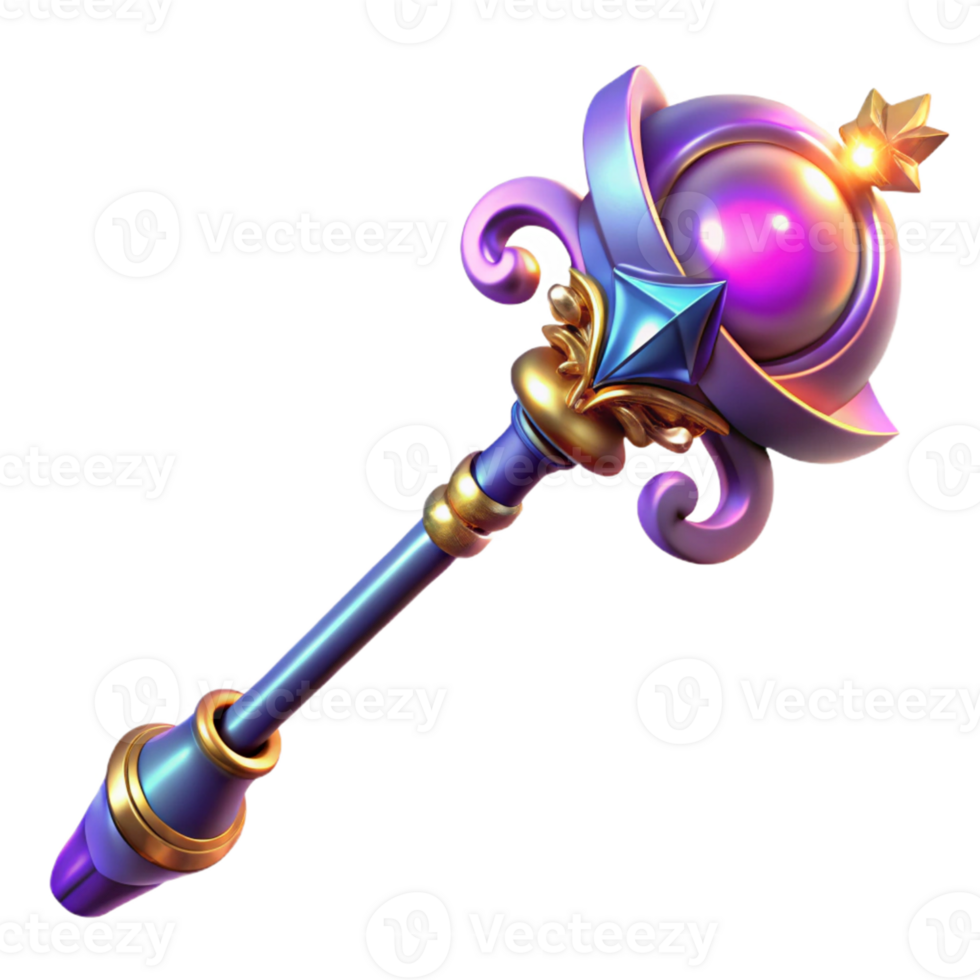 dramatic modern 3D Render Magical Staff high resolution png