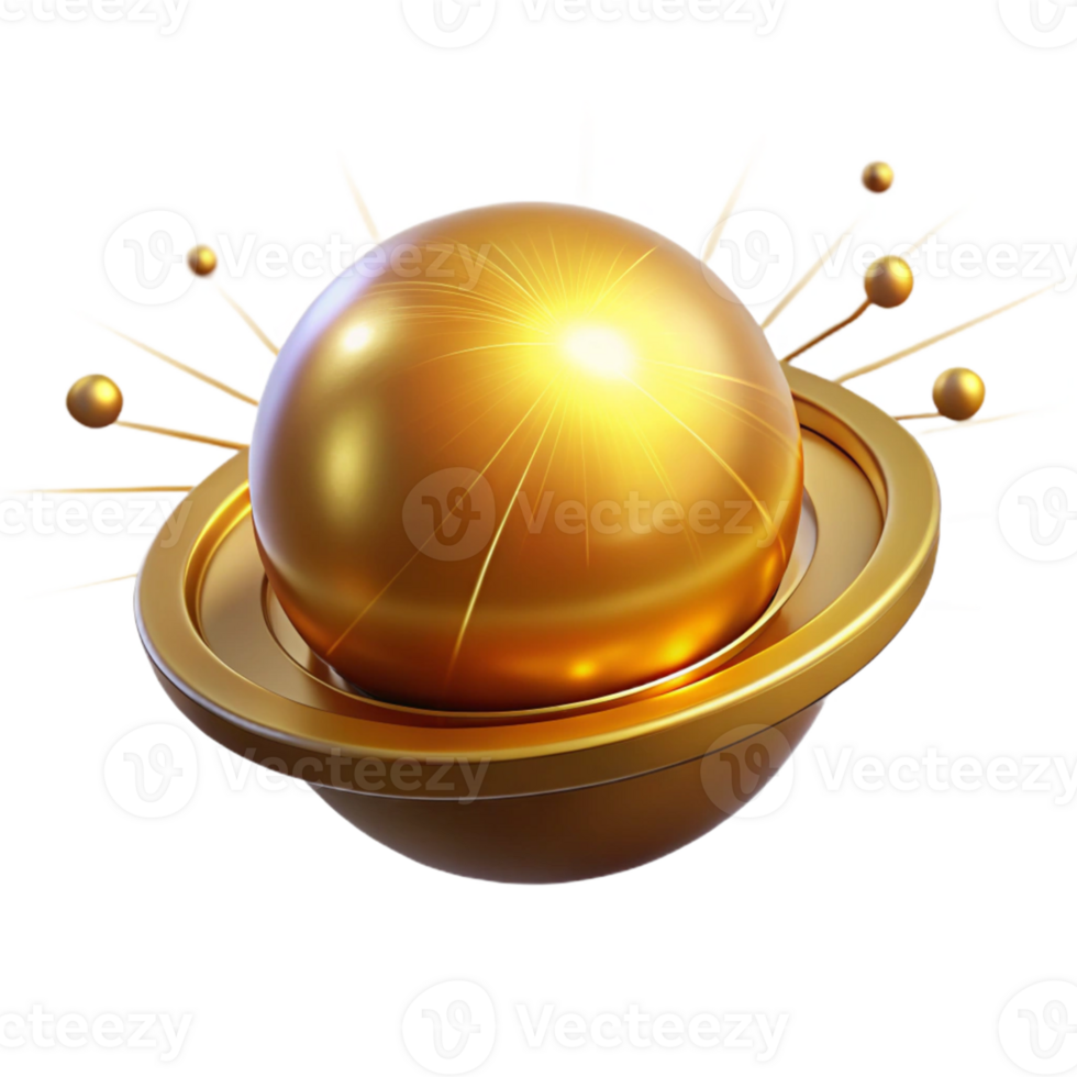 beautiful abstract Golden Sphere 3D Render authentic png