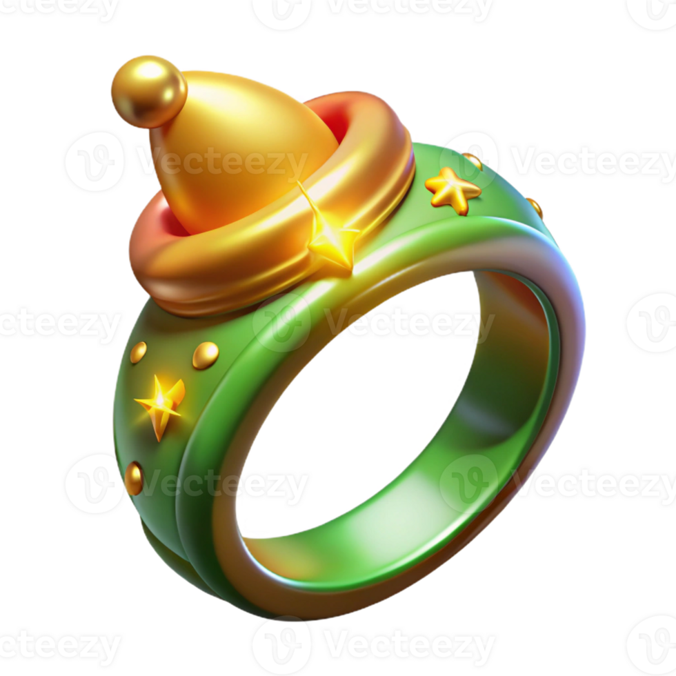 extraordinary rustic Green Gold Ring 3D Illustration authentic png