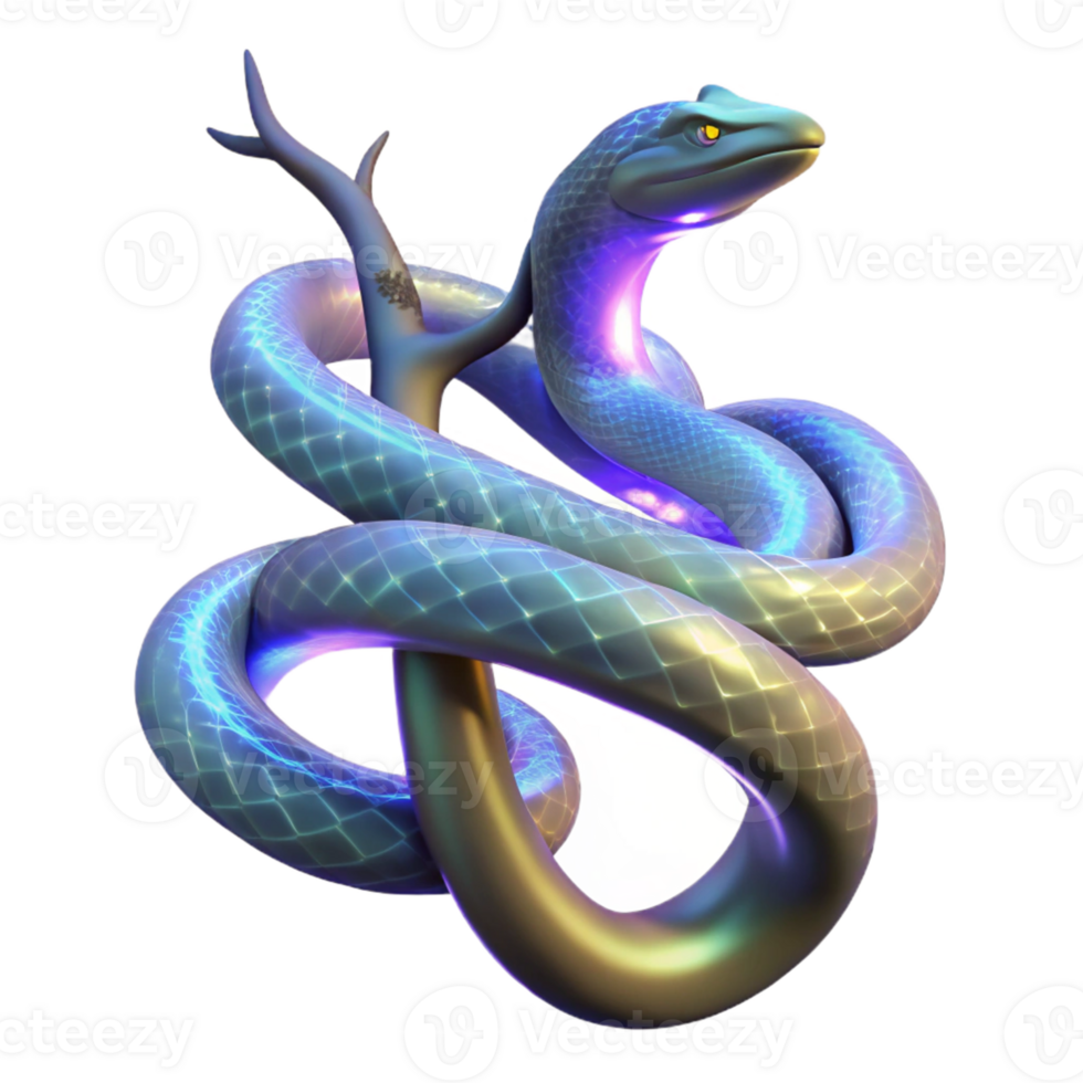 dramatic artistic Glowing Snake 3D Illustration professional png