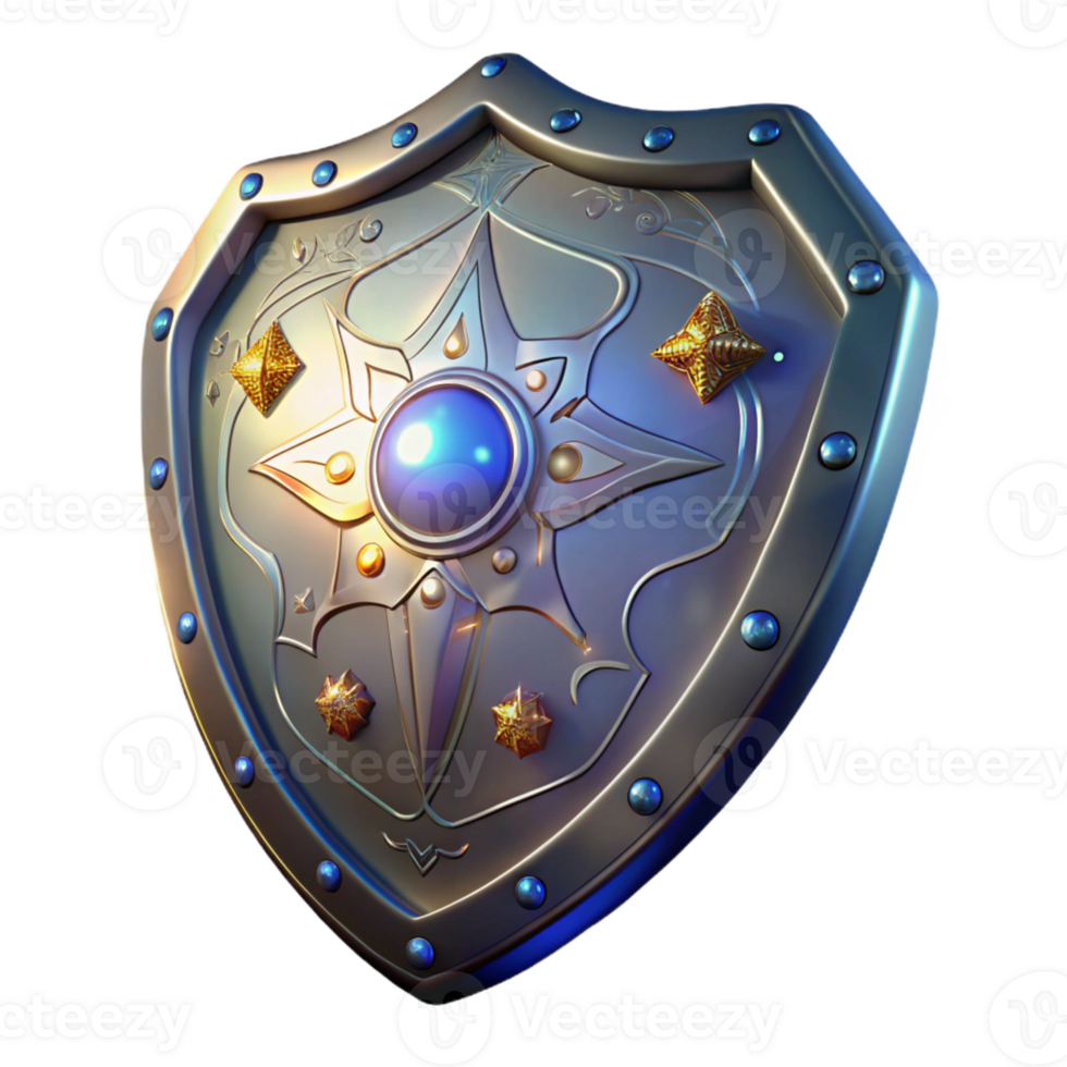 beautiful contemporary Ornate Fantasy Shield 3D Render high resolution png