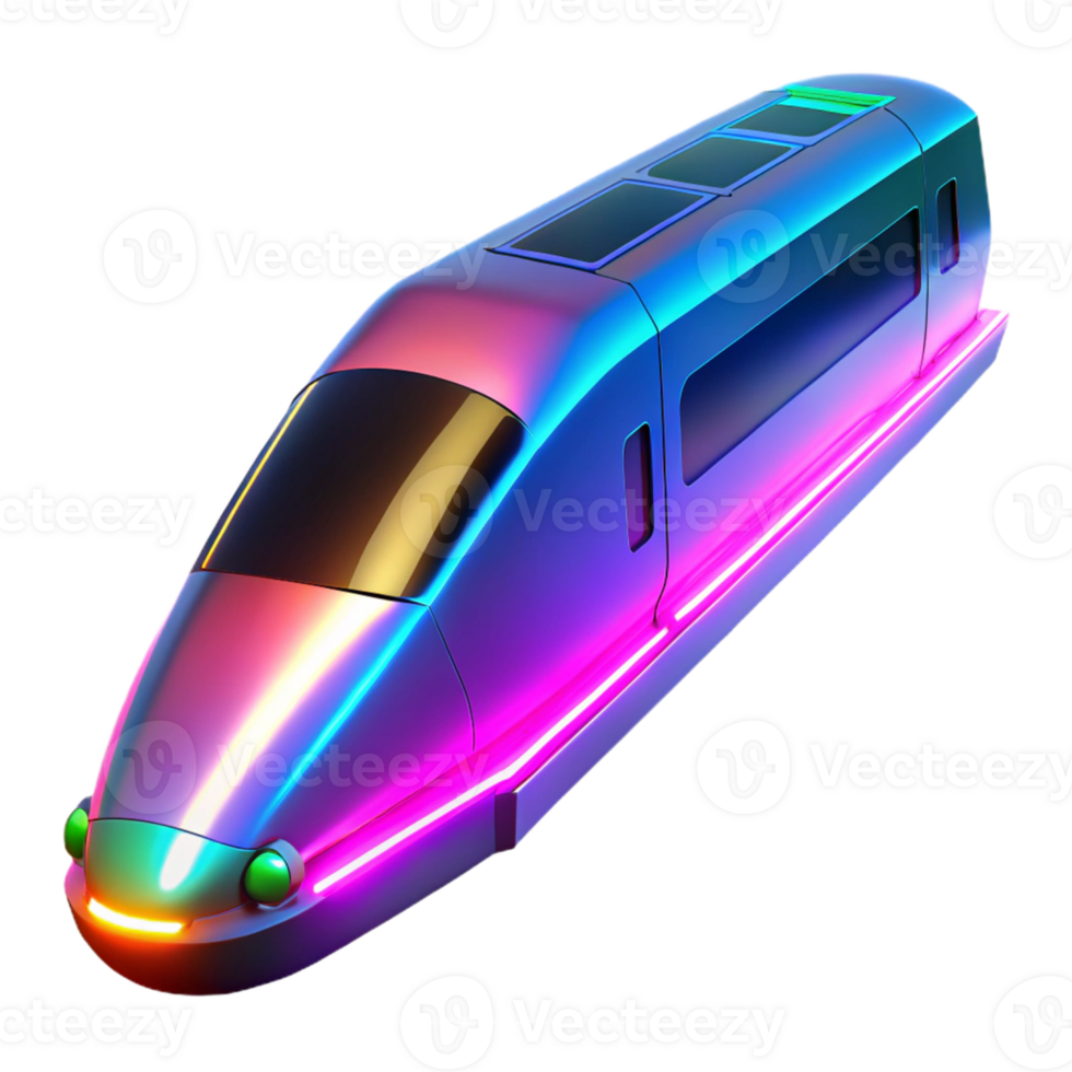 wonderful artistic Neon Train 3D Illustration high resolution png