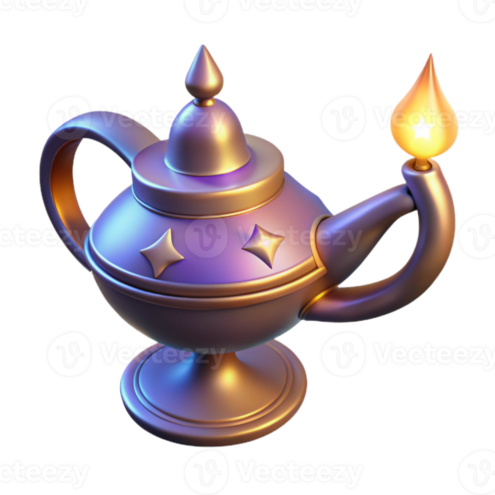 extraordinary artistic 3D Render Magic Lamp Illustration premium png