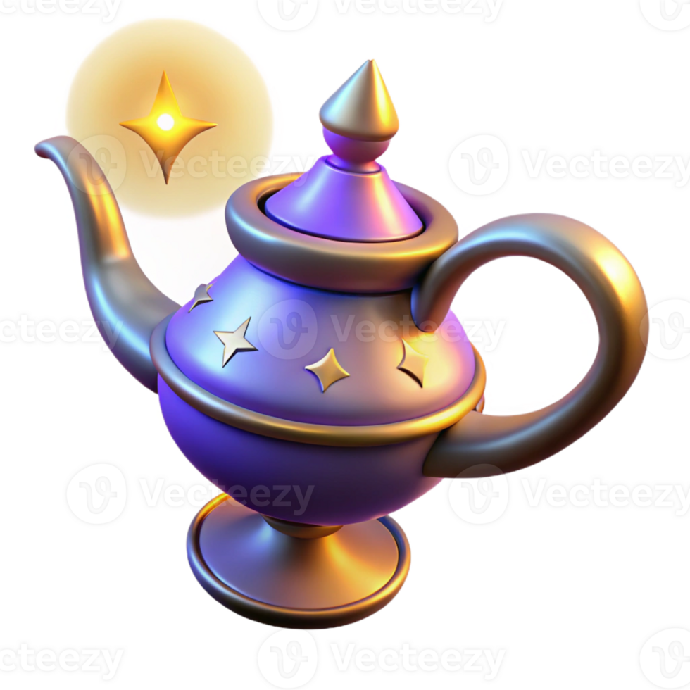 stunning vintage 3D Render of a Magic Lamp Illustration detailed png