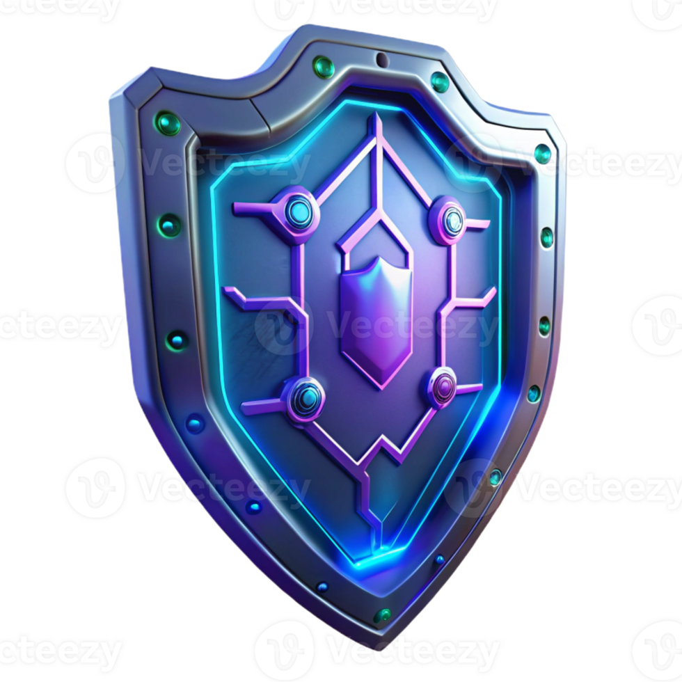 serene rustic Futuristic 3D Shield Illustration 4K png