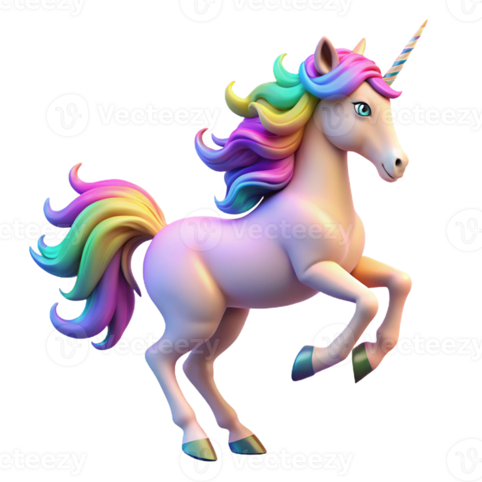 dramatic creative Rainbow Unicorn 3D Render 4K png