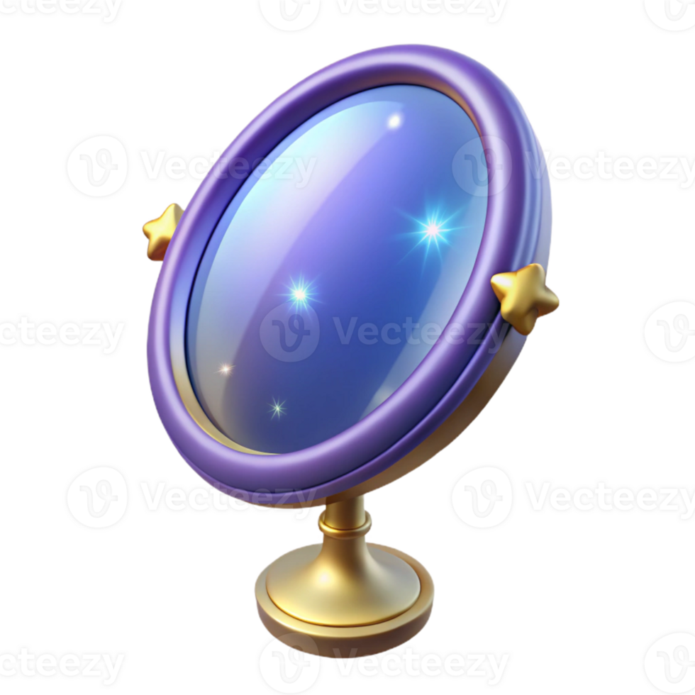 vibrant vintage 3D Render Magical Mirror Stars high resolution png