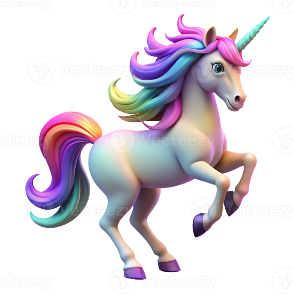 magnificent rustic Rainbow Unicorn 3D Render high quality png