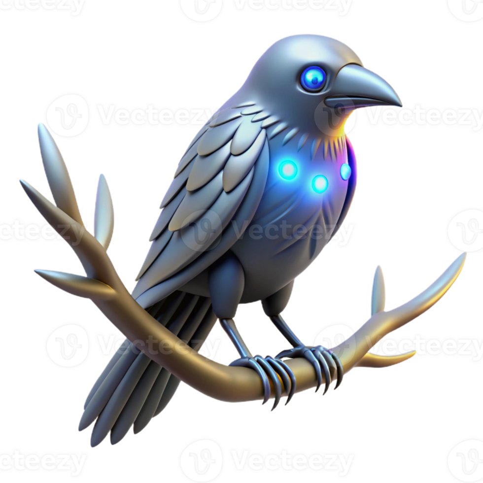 impressive abstract Cybernetic Raven 3D Render detailed png