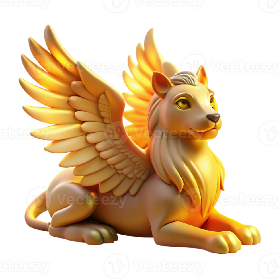 impressive minimalist Golden Gryphon 3D Render original png