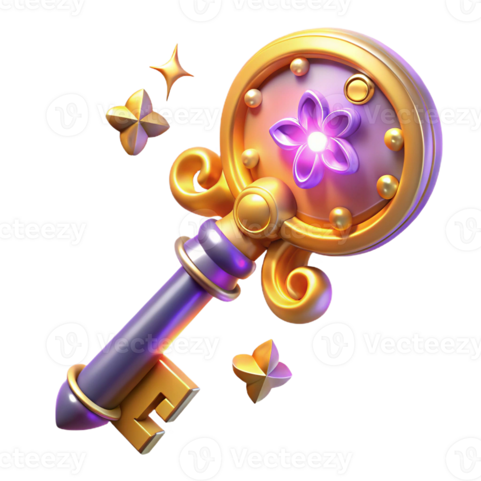 stunning traditional Magical Key 3D Render authentic png
