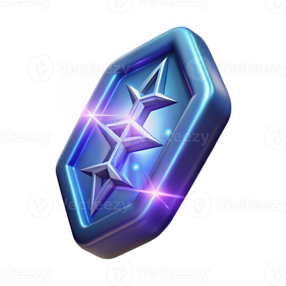 stunning rustic 3D Render of a Glowing Hexagonal Star Badge genuine png