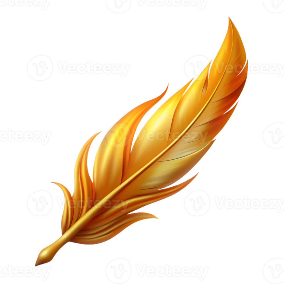 dramatic abstract Golden Feather Illustration premium png
