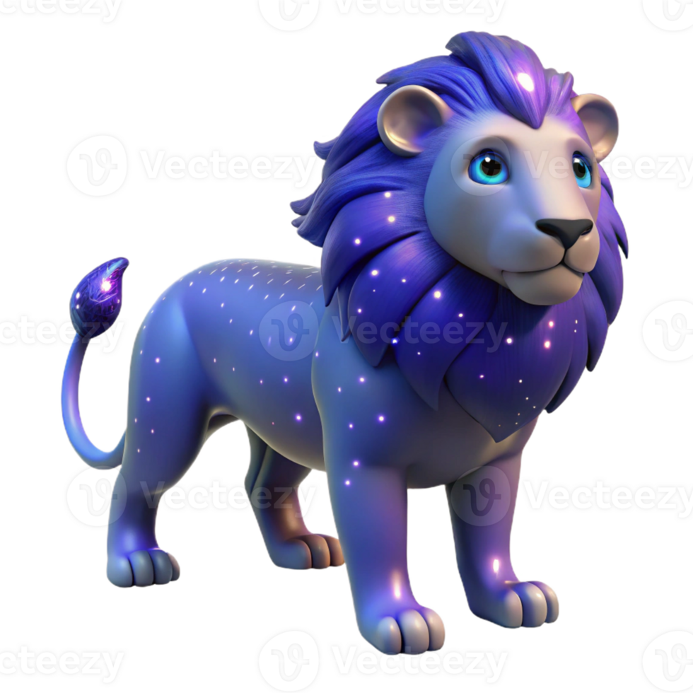 beautiful vintage 3D Render Magical Lion Illustration high resolution png