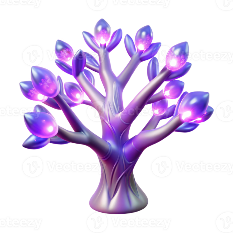 impressive minimalist Glowing Purple Tree 3D Render original png