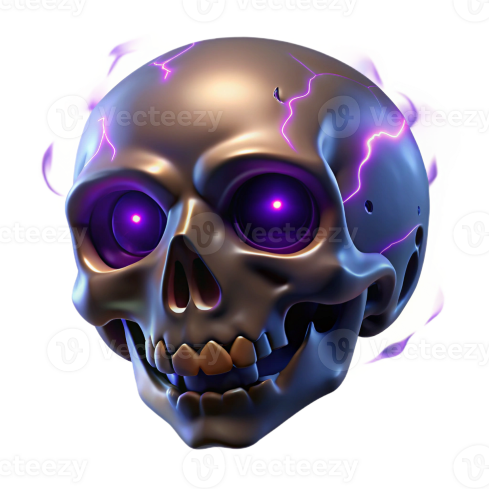 wonderful creative Glowing Skull 3D Render authentic png