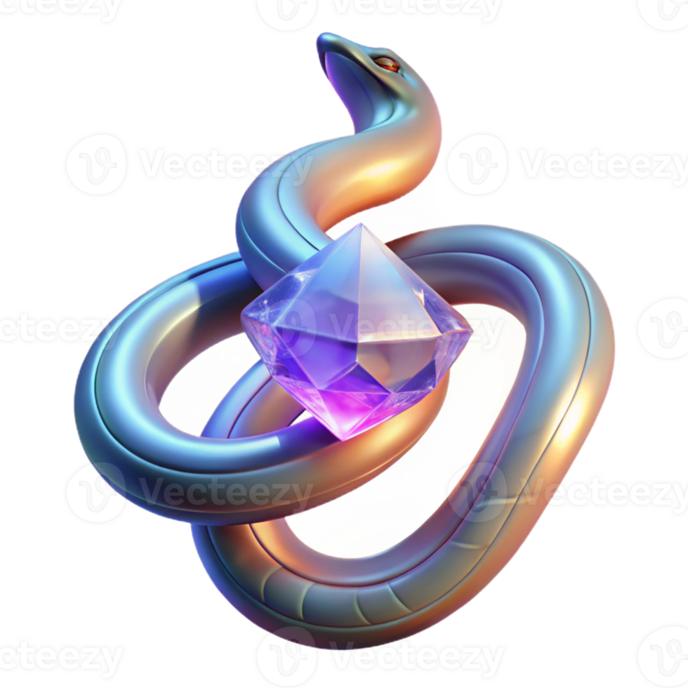 stunning artistic 3D Illustration of a Serpent and Gem high quality png