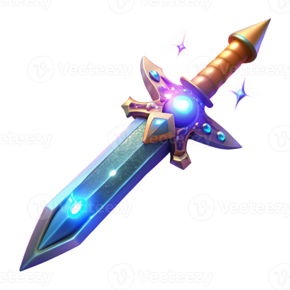magnificent modern Glowing Fantasy Sword 3D Render high resolution png
