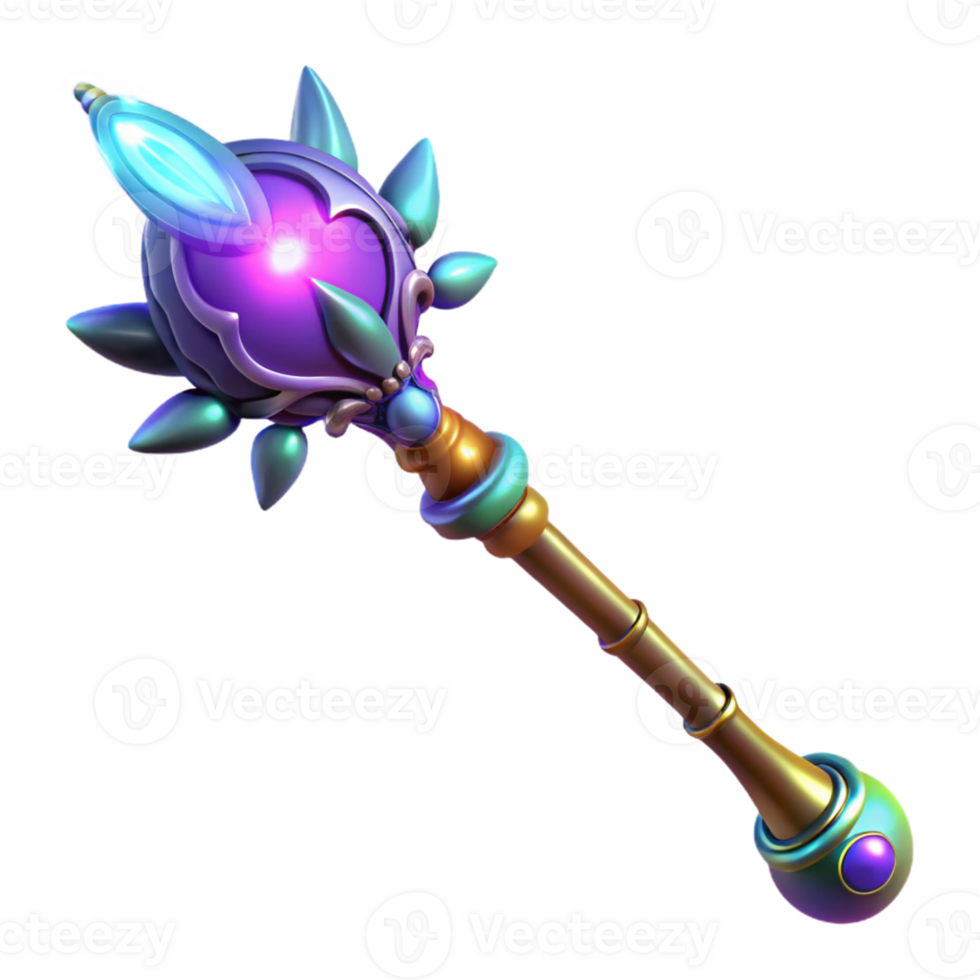 dramatic creative Enchanted 3D Staff, Magical Orb, Fantasy Scepter original png
