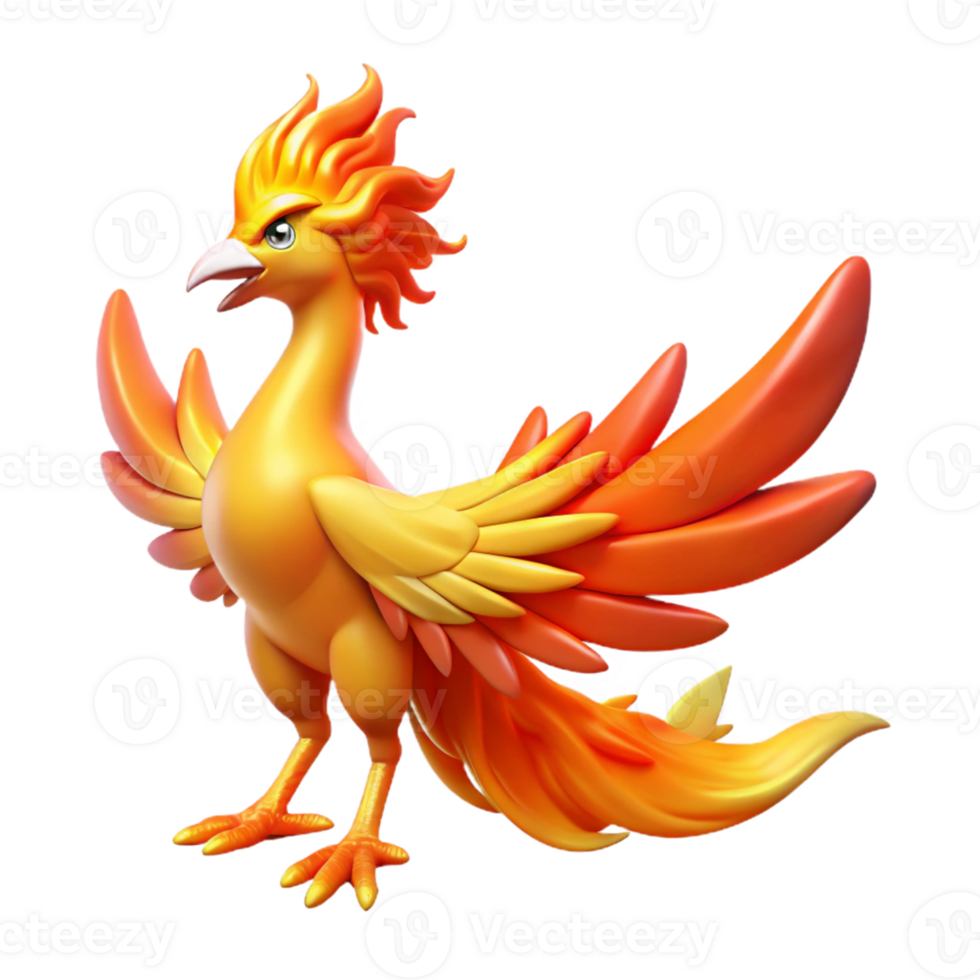 extraordinary rustic Fiery Phoenix 3D Illustration high quality png