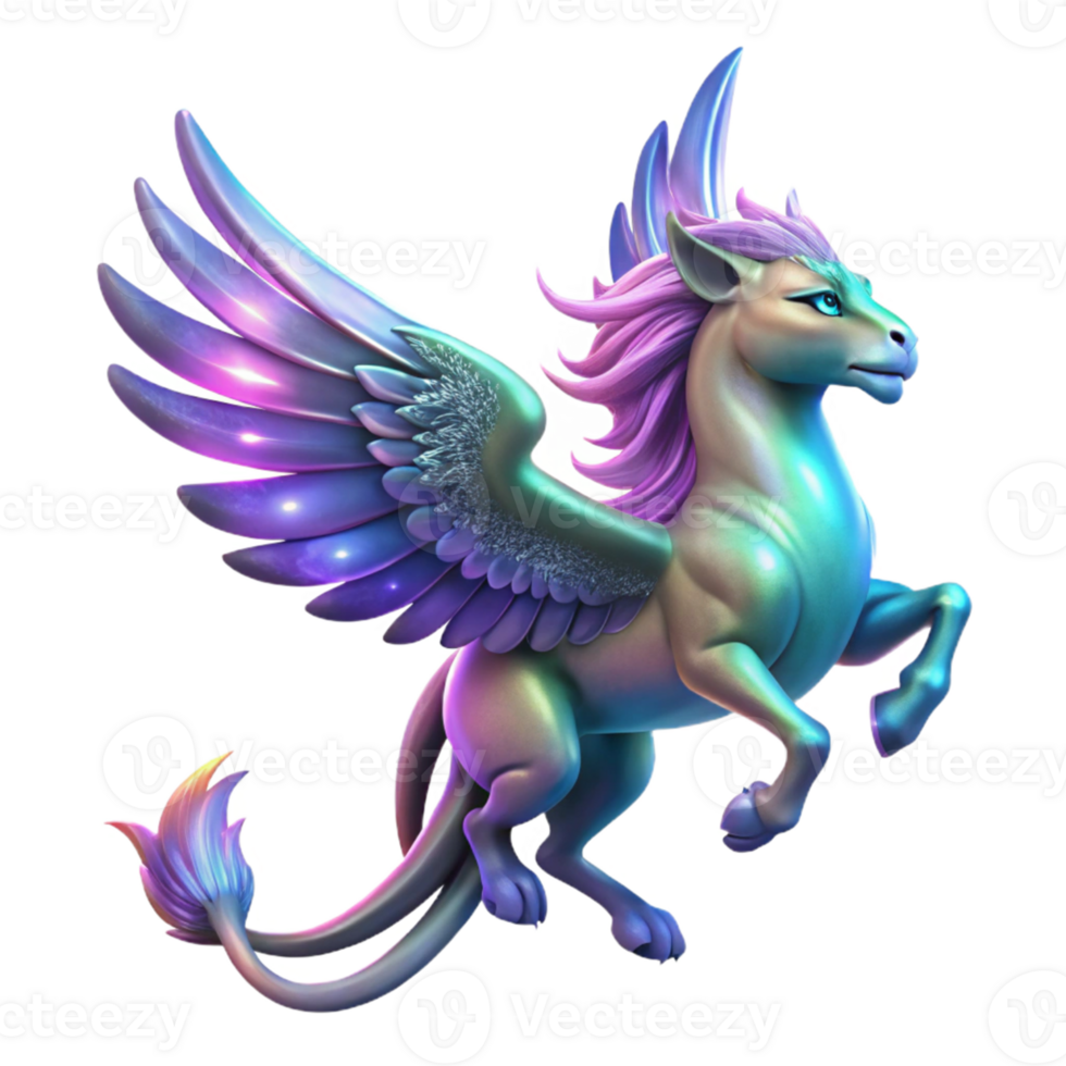 extraordinary minimalist 3D Magical Pegasus Illustration high resolution png