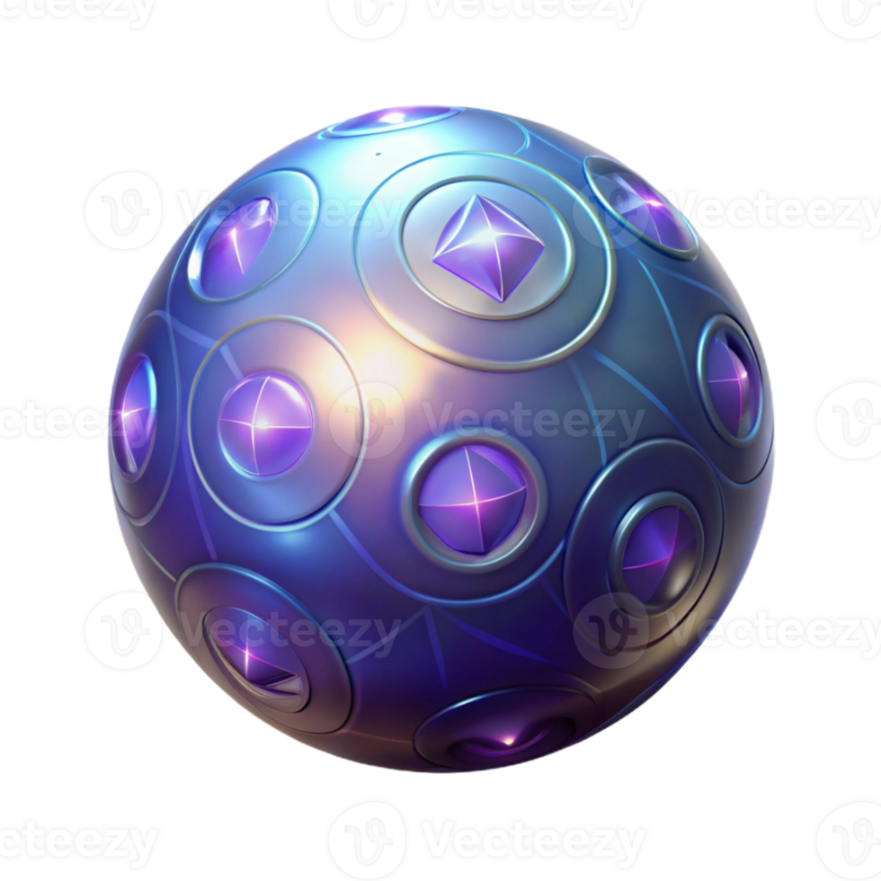 serene vintage 3D Render of Glowing Sphere with Crystals genuine png