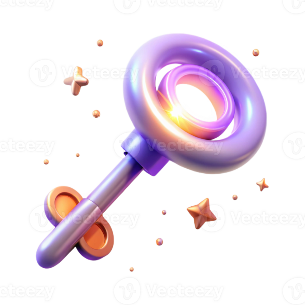wonderful modern 3D Render Magical Key Illustration high quality png