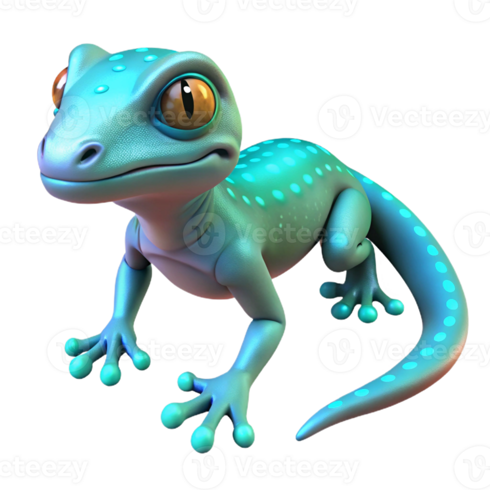elegant traditional Cute Cartoon Gecko 3D Render original png