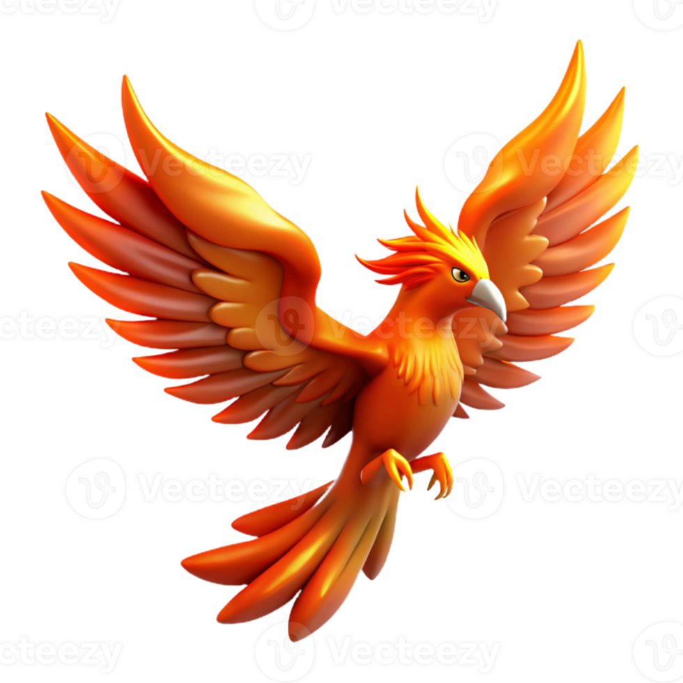 impressive creative Fiery Phoenix 3D Illustration 4K png