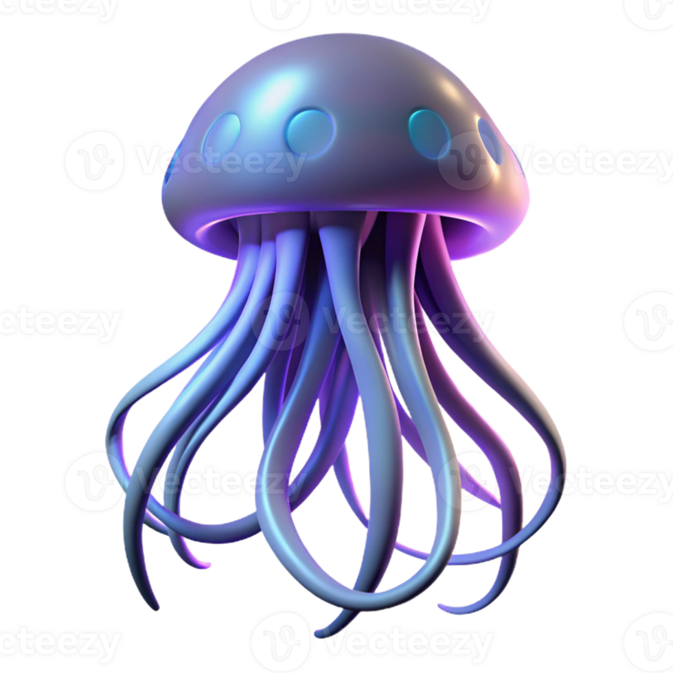 serene traditional 3D Render Jellyfish Illustration detailed png