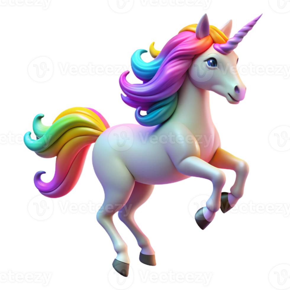 wonderful minimalist Rainbow Unicorn 3D Render genuine png