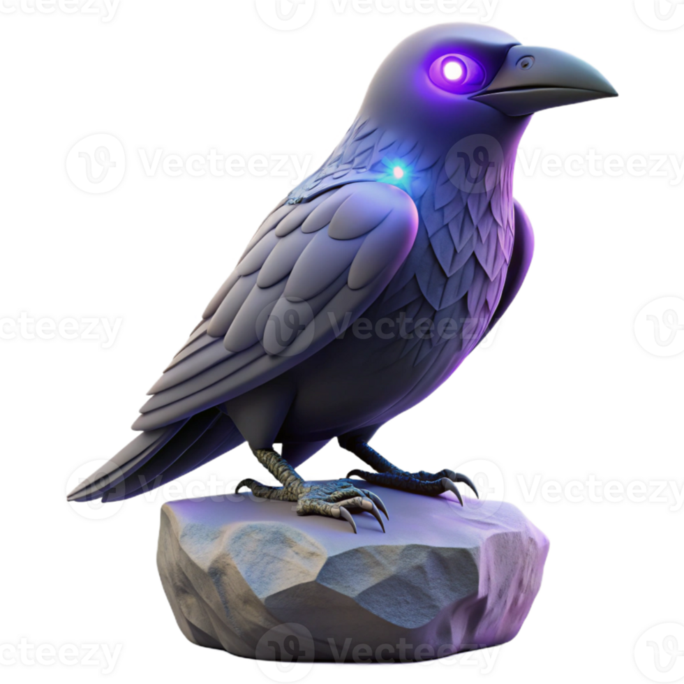 wonderful classic Glowing Raven 3D Model Render exclusive png