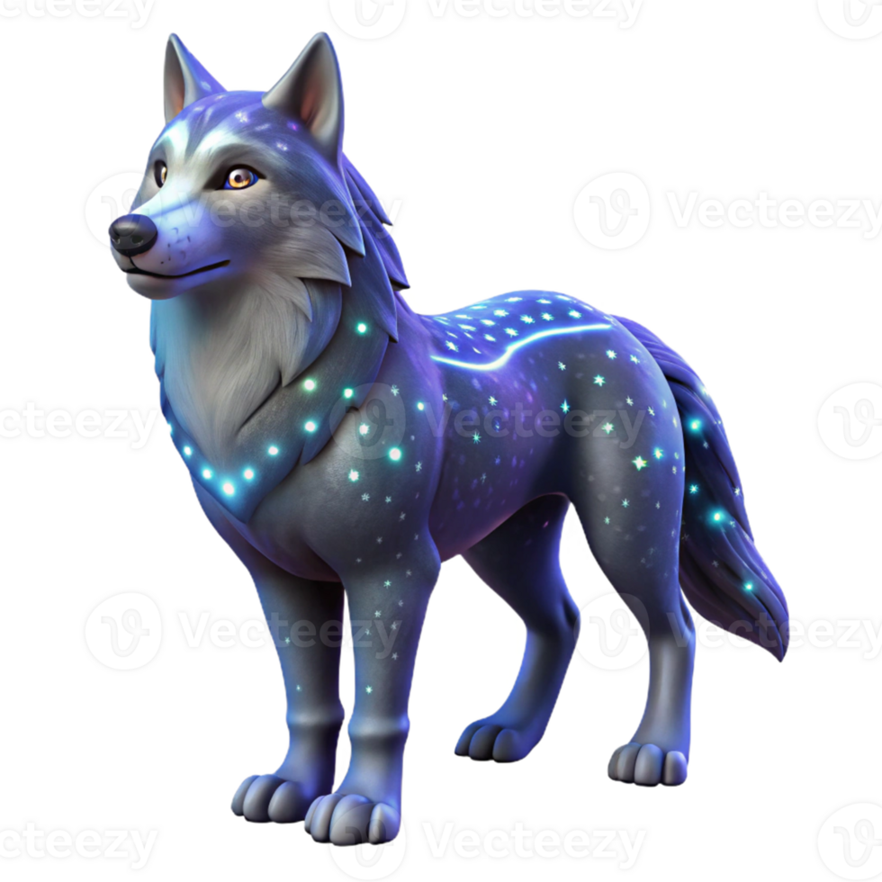 extraordinary modern Glowing Wolf 3D Render original png