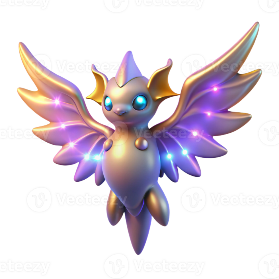 stunning traditional Glowing Winged Creature 3D Render professional png