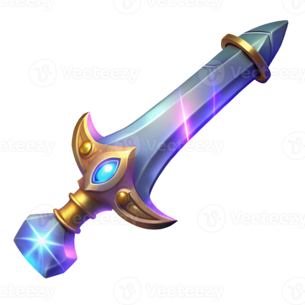 impressive minimalist Fantasy Sword Illustration Magical Weapon, Game Asset detailed png
