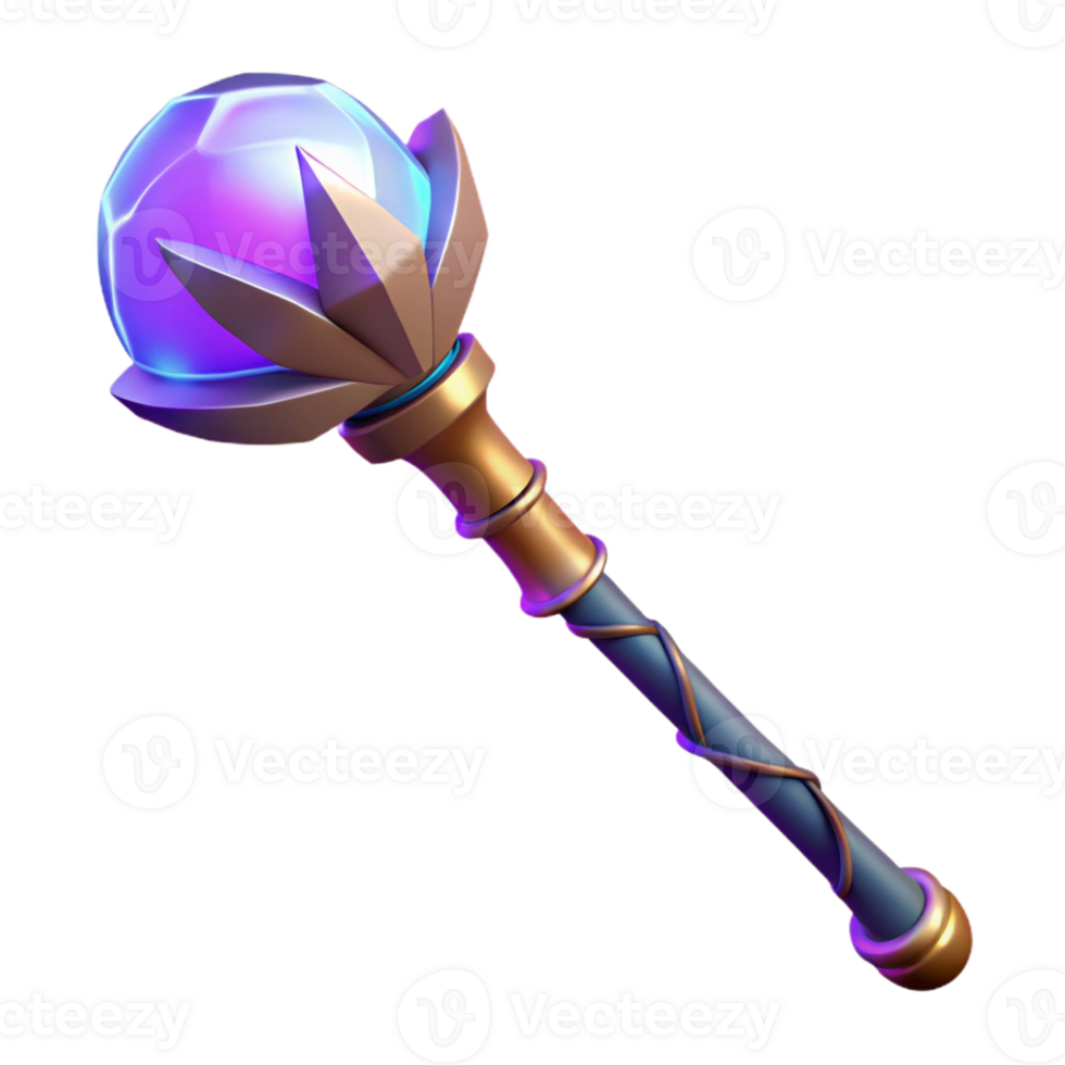 extraordinary artistic Fantasy 3D Render Magical Staff detailed png