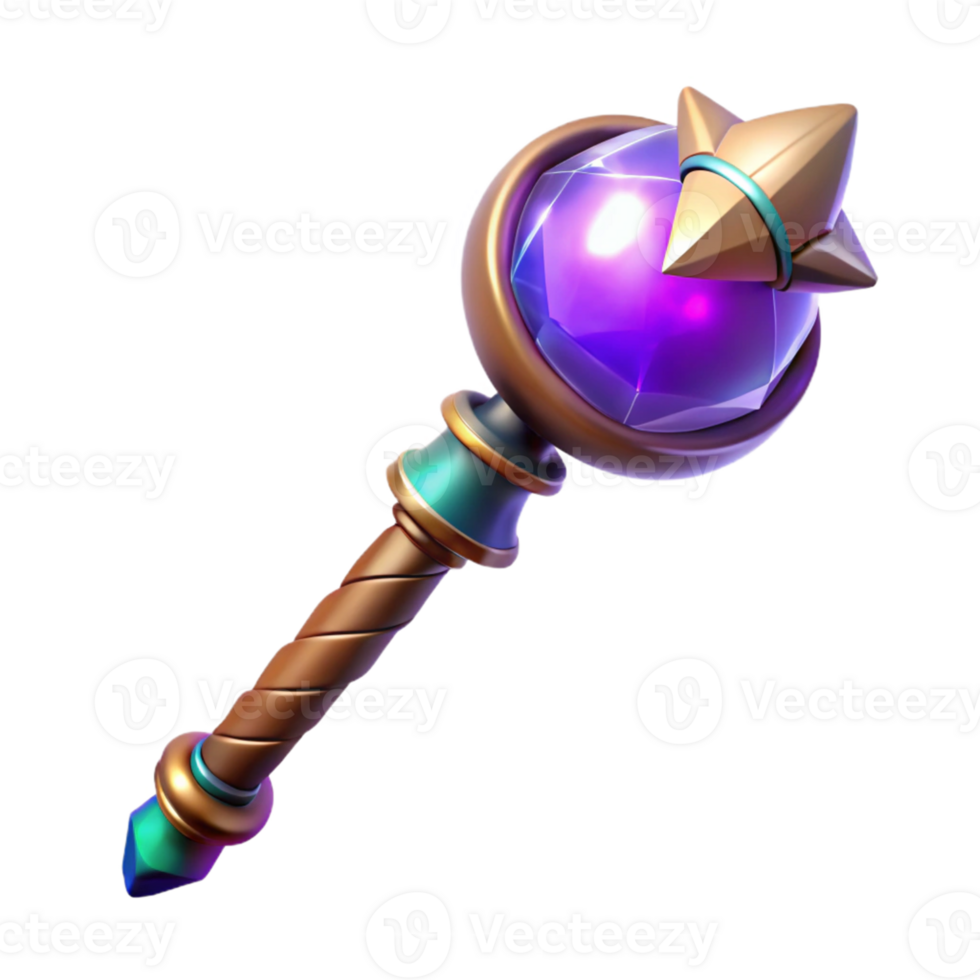 wonderful creative 3D Render Magical Staff authentic png
