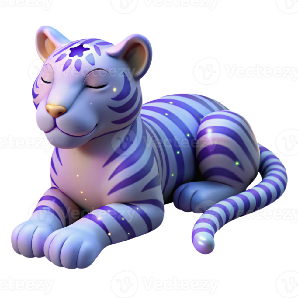 extraordinary abstract Cute Sleeping Tiger 3D Render original png