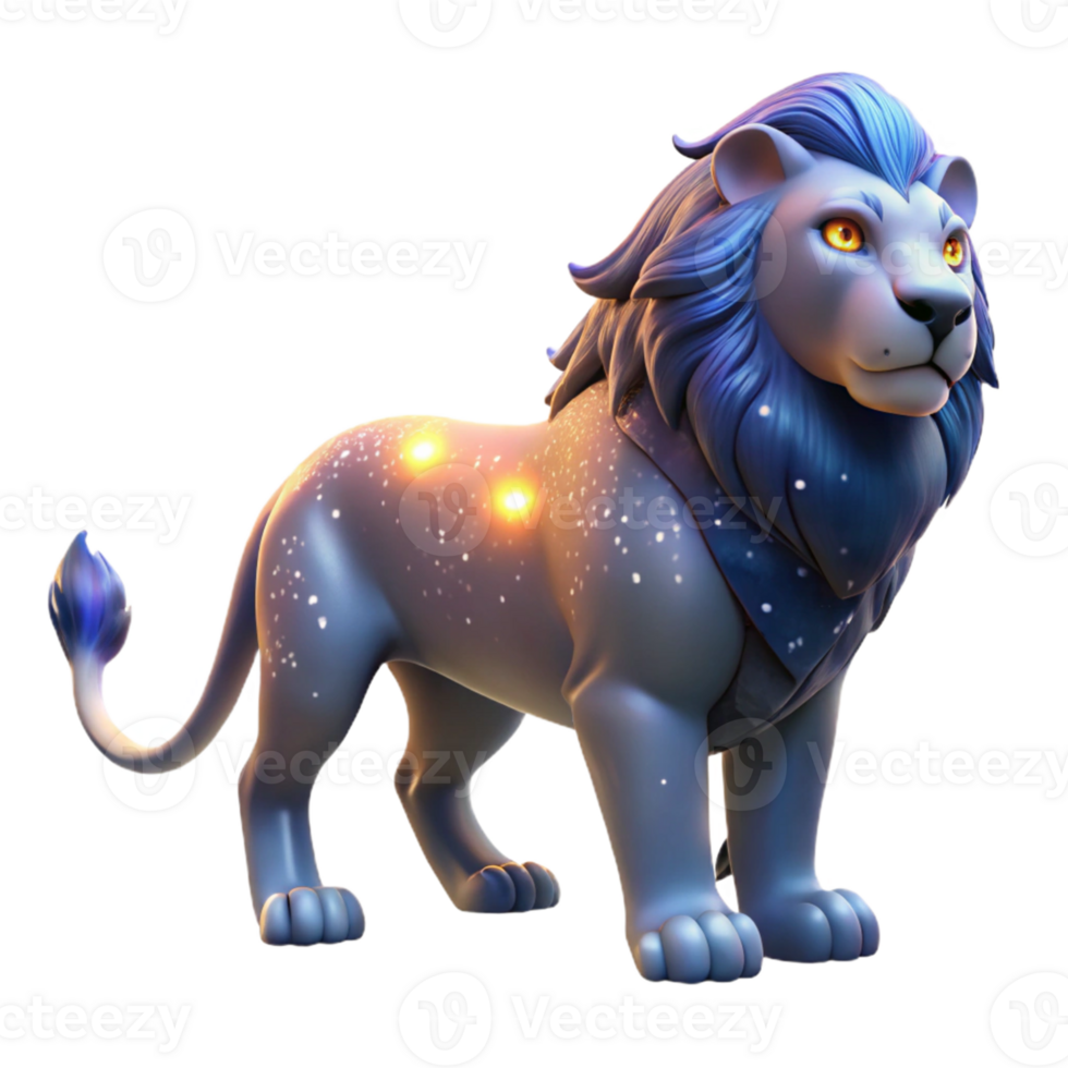 serene minimalist Celestial Lion 3D Render high resolution png