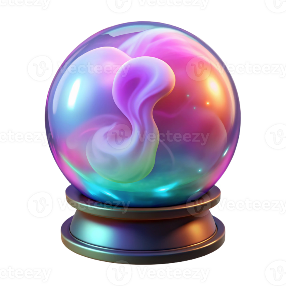 beautiful contemporary 3D Render of a Colorful Crystal Ball genuine png