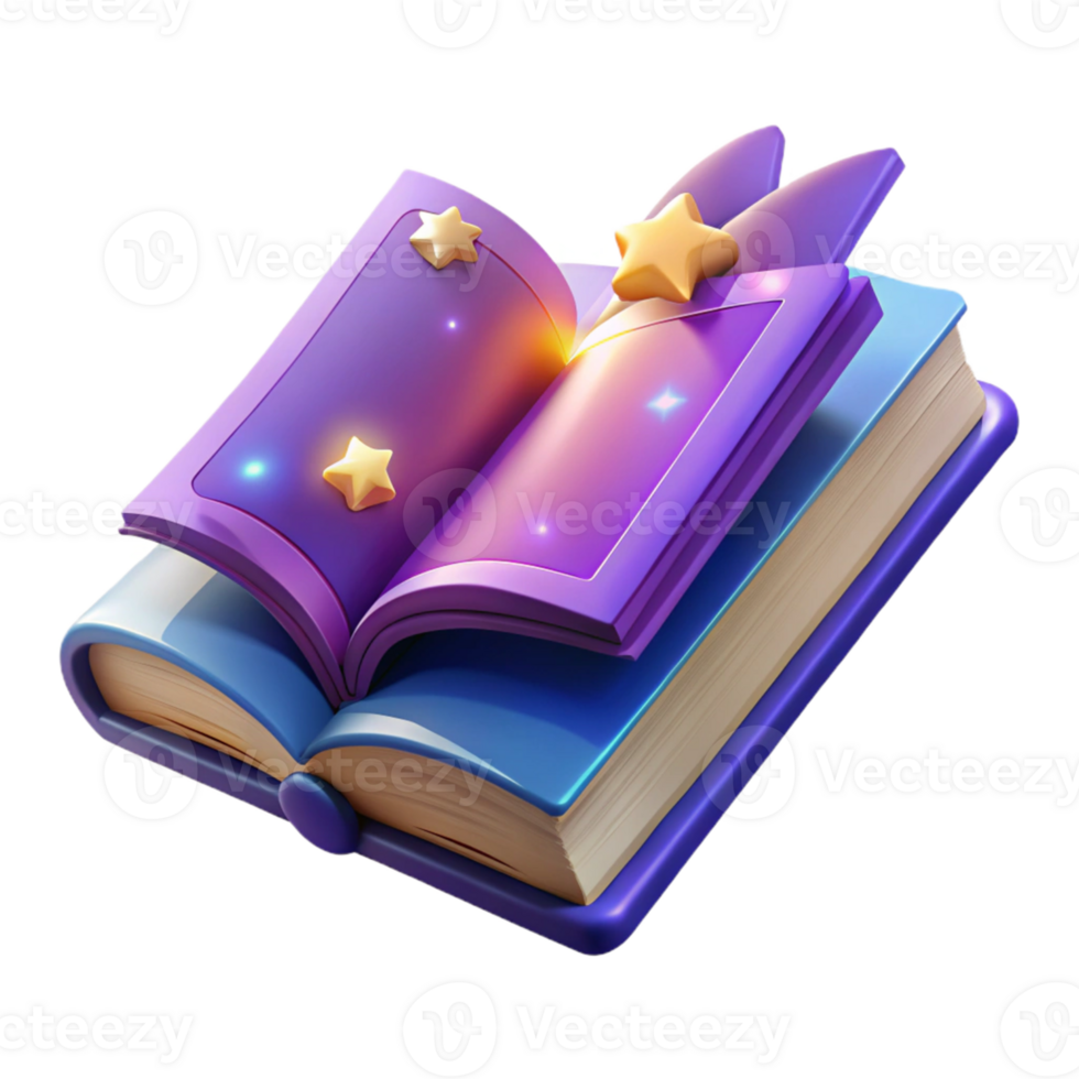 vibrant minimalist Magical Book 3D Illustration original png