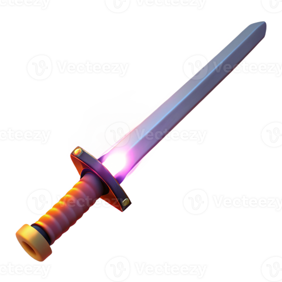 beautiful classic Glowing Fantasy Sword 3D Render high resolution png