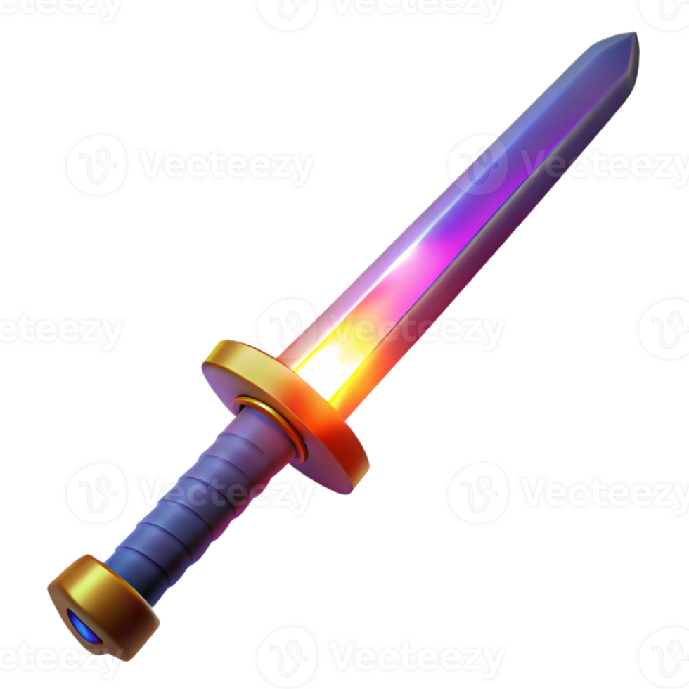 beautiful creative Glowing Fantasy Sword 3D Render 4K png