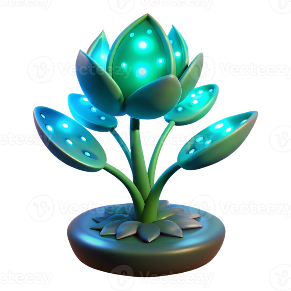 stunning contemporary Glowing 3D Plant Illustration premium png