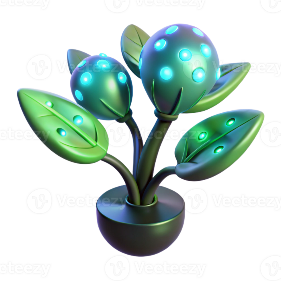 vibrant abstract Glowing Plant 3D Render authentic png