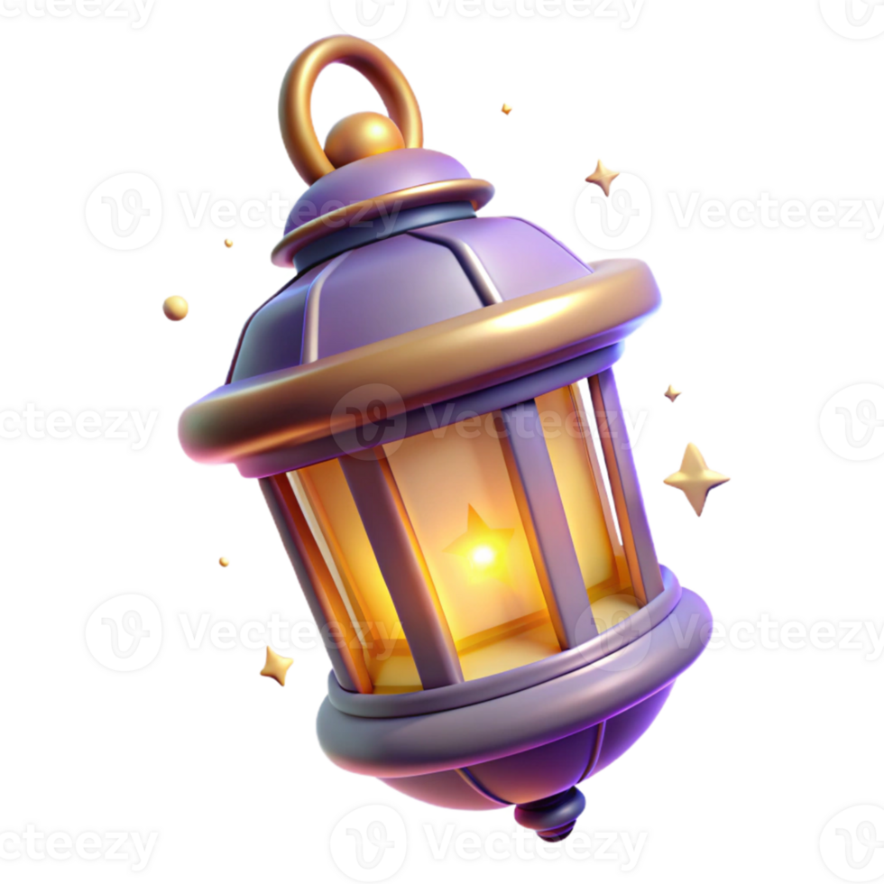 elegant vintage 3D Render Glowing Lantern Illustration professional png