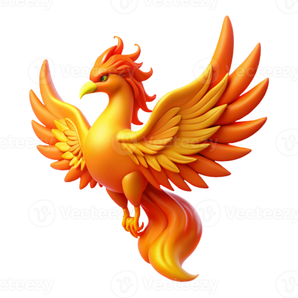 impressive creative 3D Render of a Fiery Phoenix high resolution png