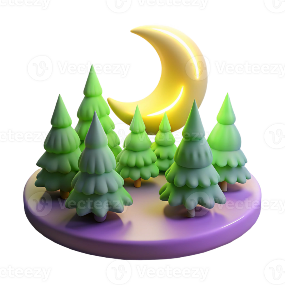 stunning contemporary Night Forest 3D Illustration genuine png