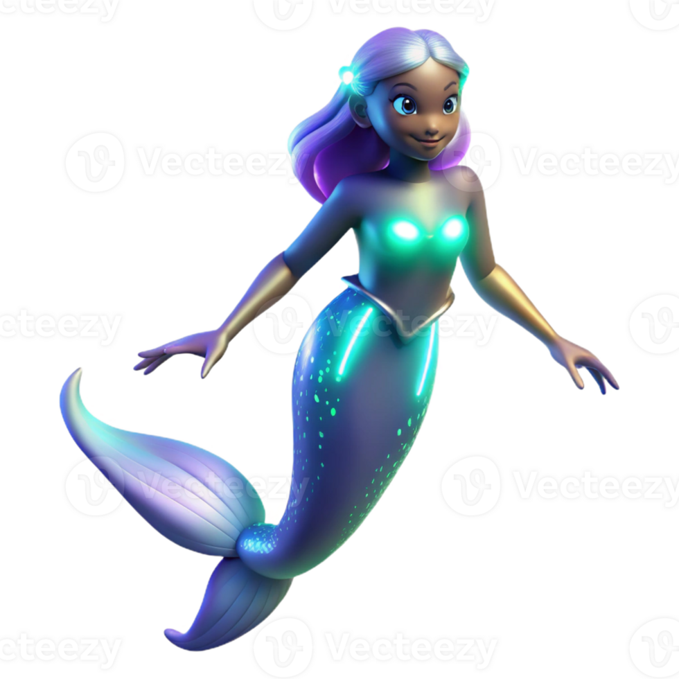 wonderful rustic Glowing Mermaid 3D Illustration high quality png